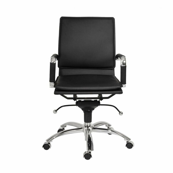Homeroots Black Low Back Office Chair with Chromed Steel Base, 25.99 x 26.78 x 38.39 in. 370555